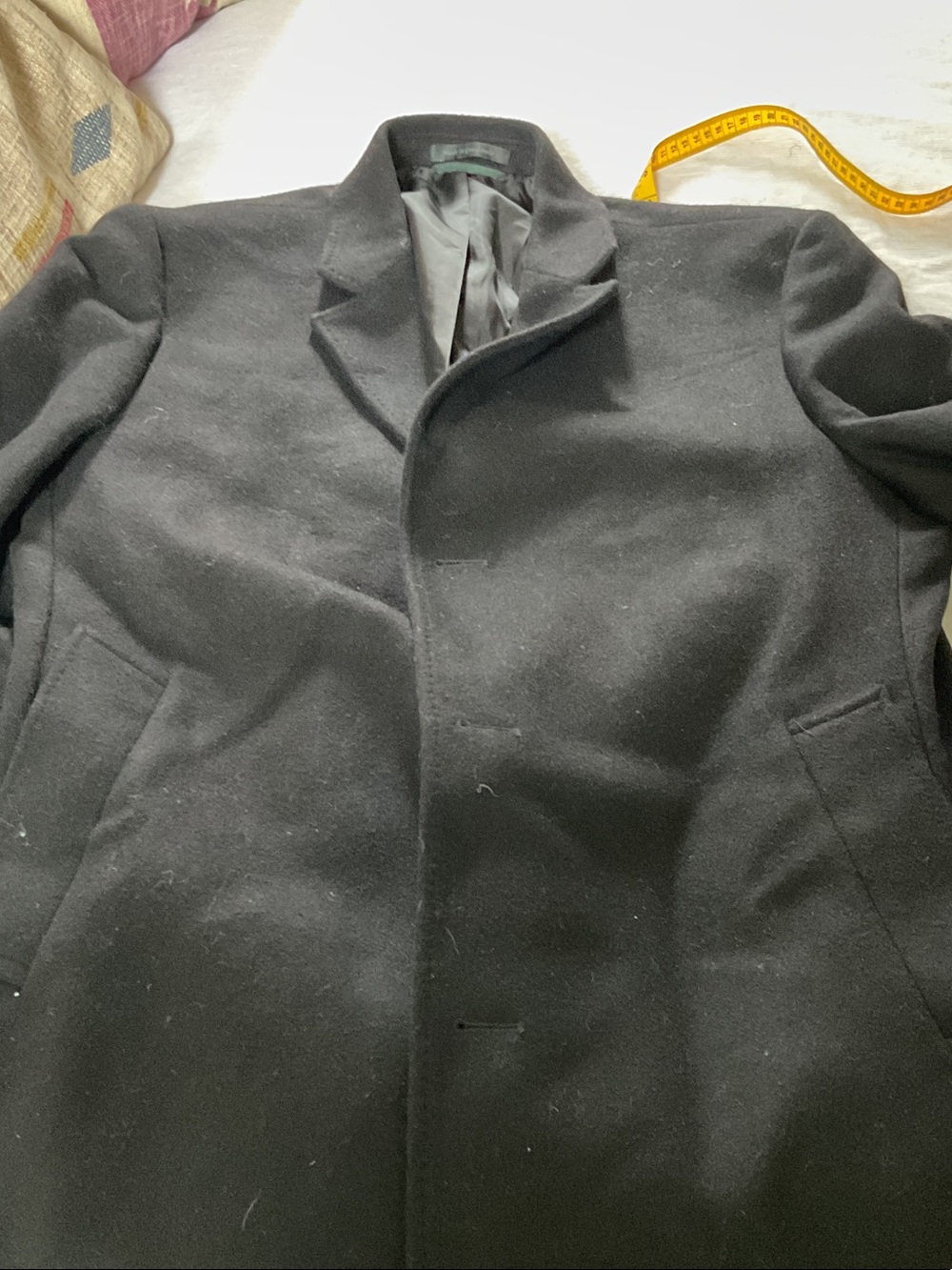 Ralph Lauren Black Wool Coat with Green Label Accents
